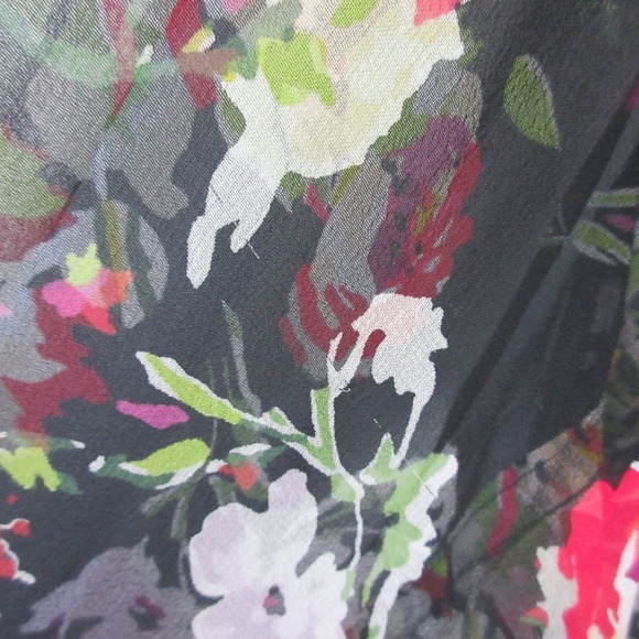 Equipment Femme 100% Silk Blouse M Black Floral Sheer Button Down Office 114 - Picture 7 of 14